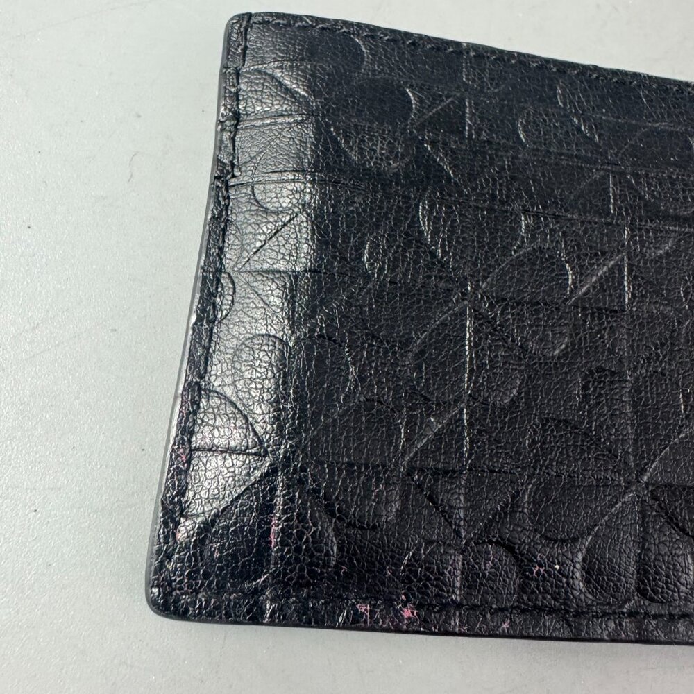 Kate Spade Small Card Holder Wallet Embossed Black Leather - Picture 6 of 10
